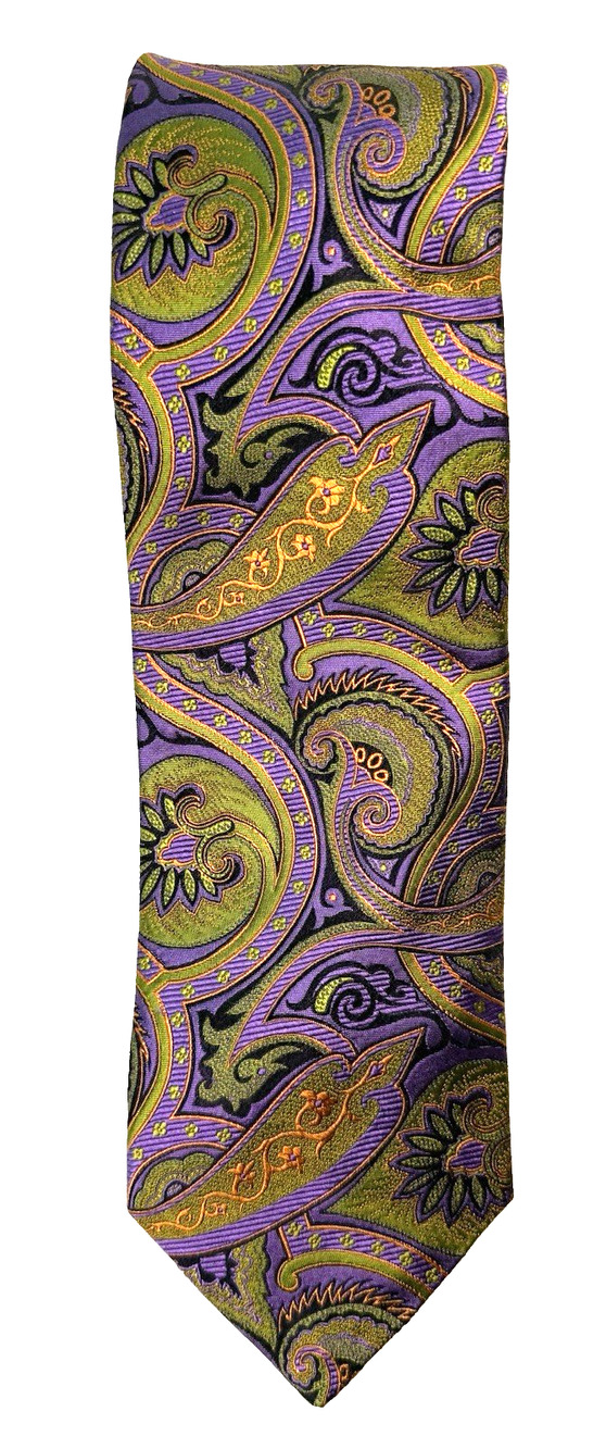 NWT Robert Talbott silk tie best of class Paisley orange purple Designer